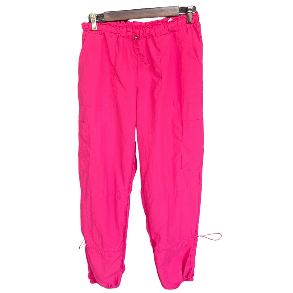 Nylon Pants Womens Small Pink Cinch Waist‎ Gorpcore Casual Lightweight